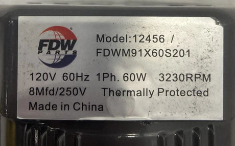 M91X60S201 FDW Water Pump Motor 120V
