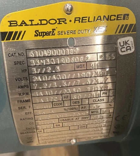 610490001BW Baldor Blower Motor Assembly 3450RPM