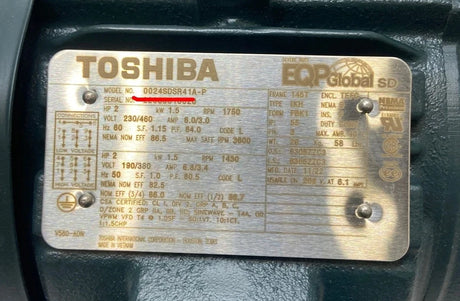 0024SDSR41A-P Toshiba General Purpose Motor 230/460V