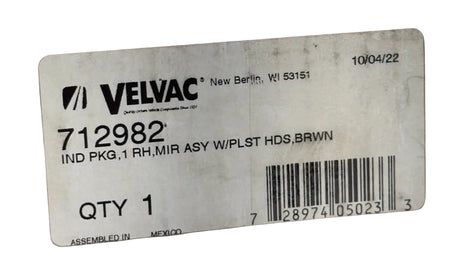 712982 Velvac Right Side Mirror Kit