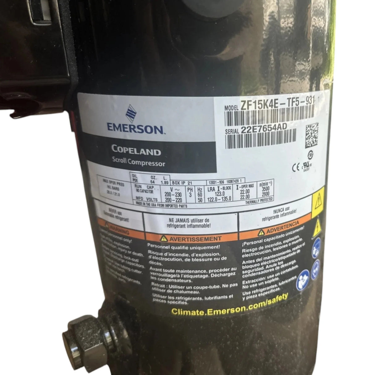 ZF15K4E-TF5-931 Copeland Scroll Compressor - Truck To Trailer