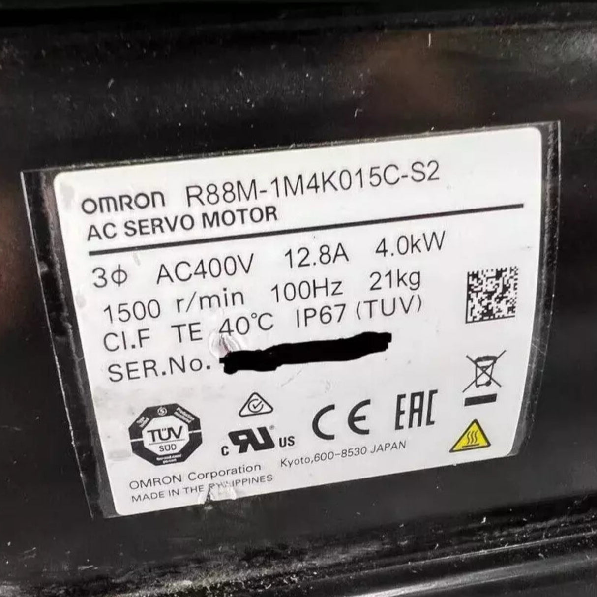 R88M-1M4K015C-S2 Omron AC Servo Motor 400V