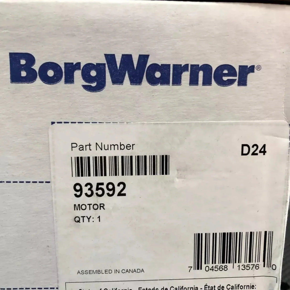 93592 Genuine Borg Warner Starter Motor 12V 9 Teeth - Truck To Trailer