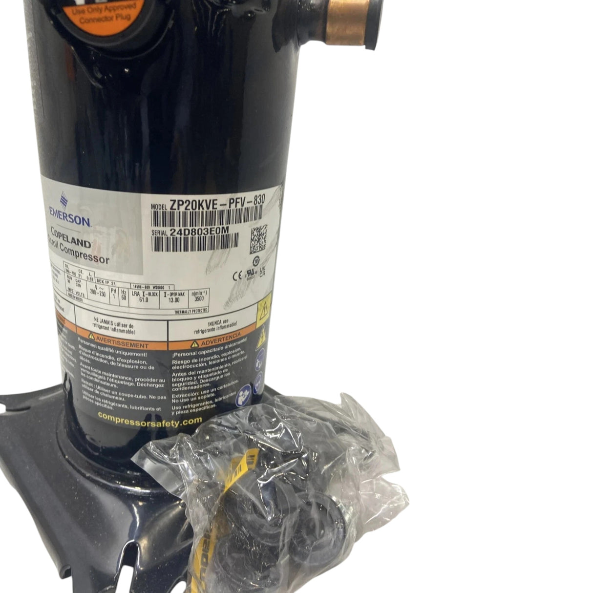 ZP20KVE-PFV-830 Genuine Copeland Scroll Compressor 208-230V