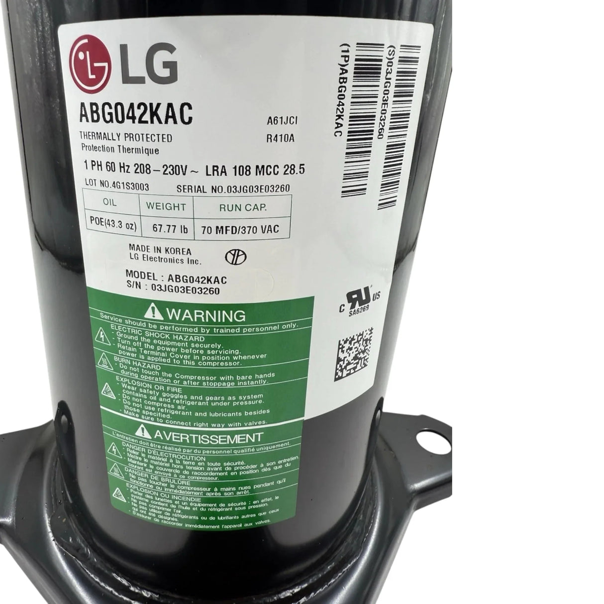ABG042KAC Genuine LG Scroll Compressor - Truck To Trailer