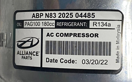 ABP N83 2025 04485 Genuine Alliance A/C Compressor 12V