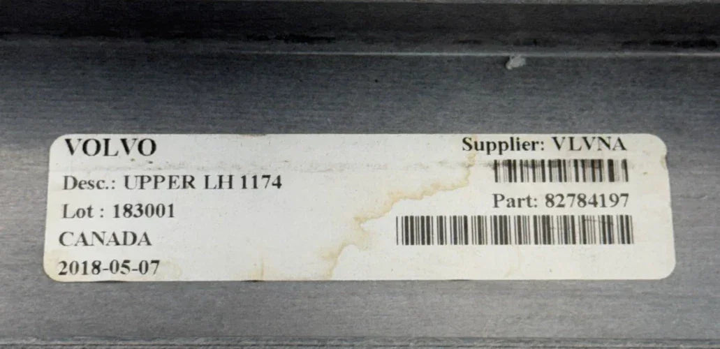 82784197 Genuine Volvo Upper Left Support Member Chassis Fairing - Truck To Trailer