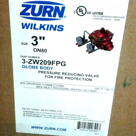 3-ZW209FPG Genuine Zurn Fire Protection Pressure Reducing Valve - Truck To Trailer