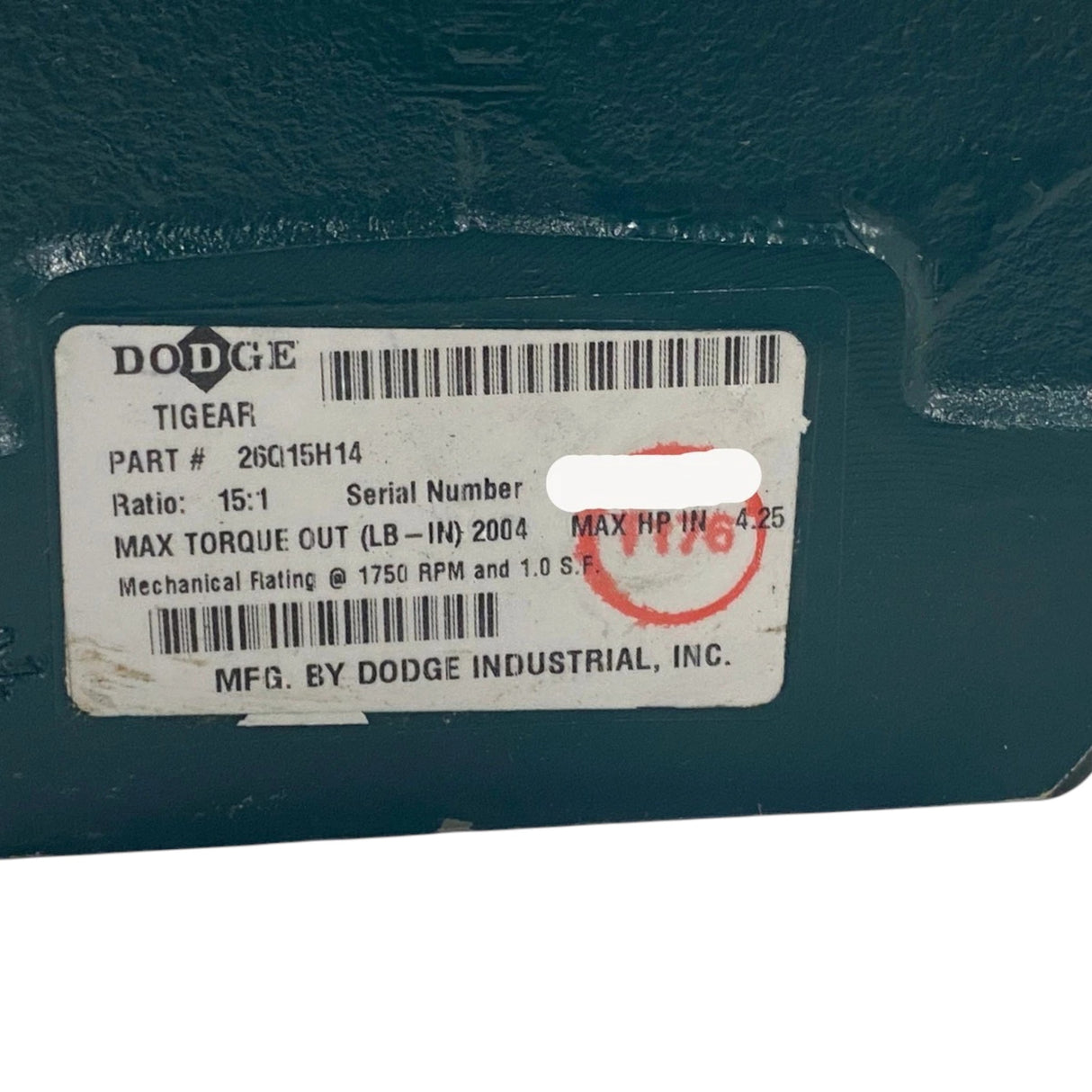 26Q15H14 Dodge Right Angle Worm Gear Speed Reducer