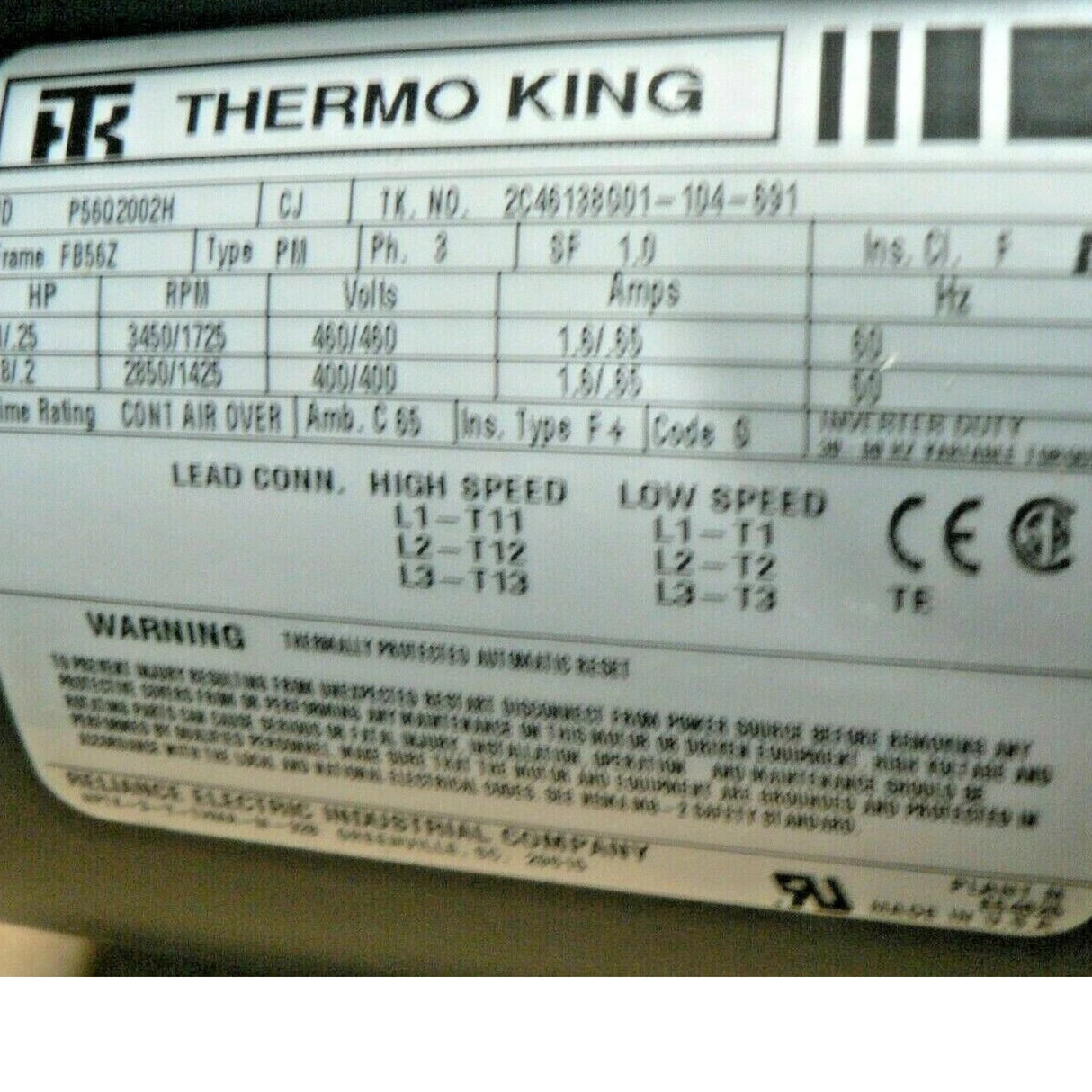 104-0691 Oem Thermo King Motor Blower Evaporator For Thermoking Reefer Container