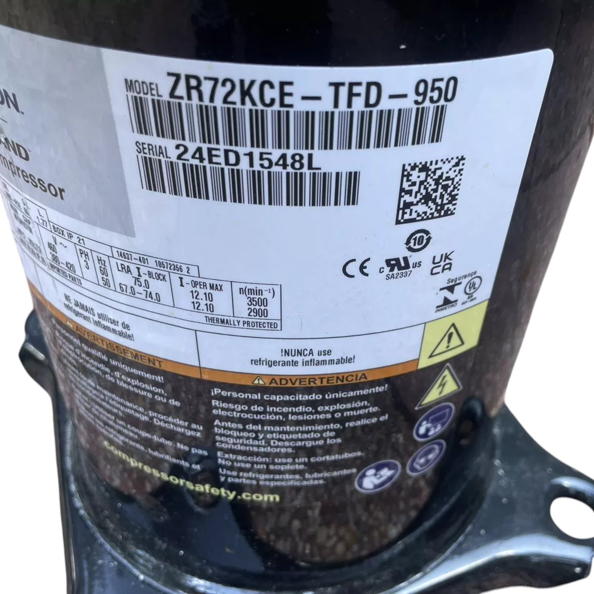 ZR72KCE-TFD-950 Genuine Copeland Scroll Compressor