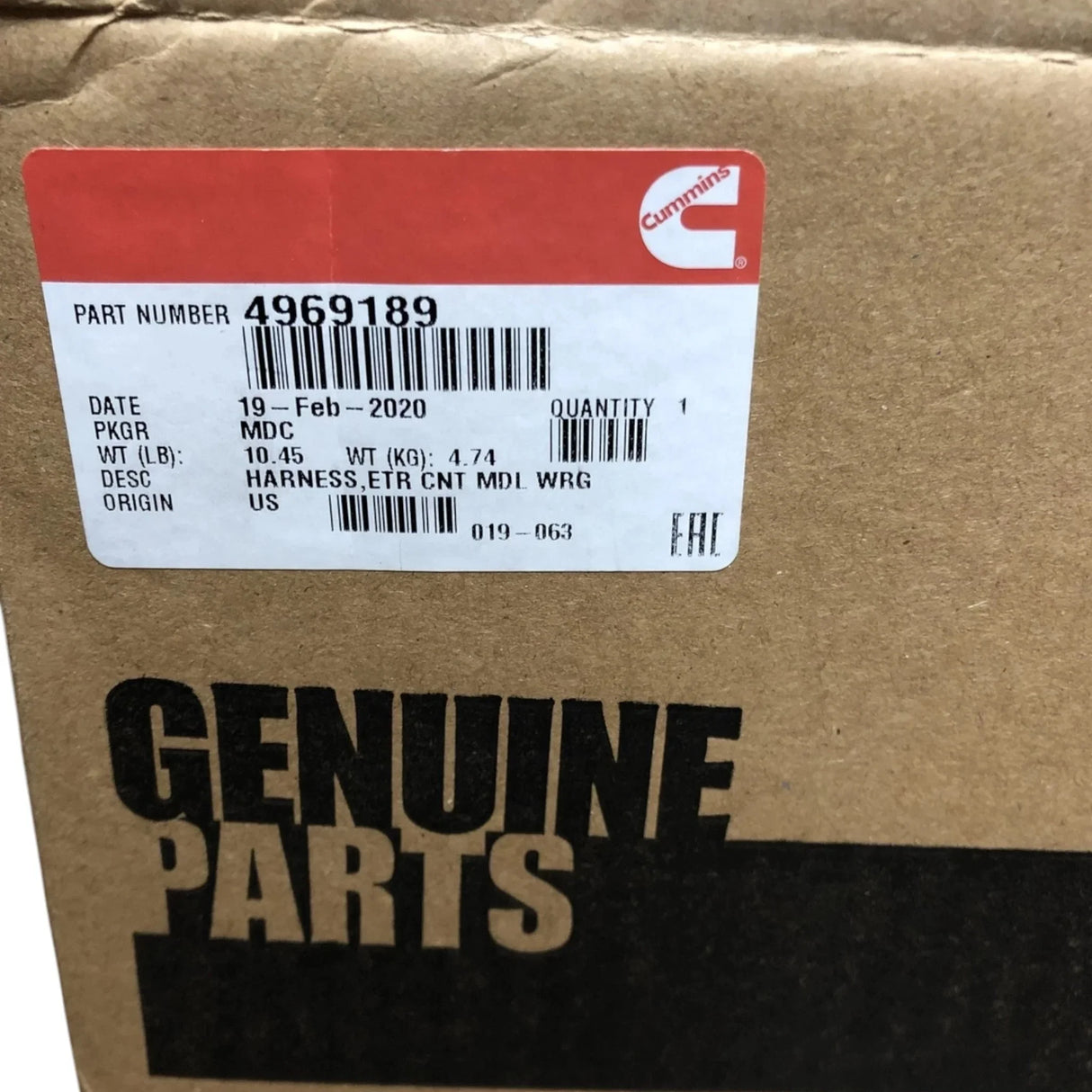 4969189 Genuine Cummins Electronic Control Module Wiring Harness - Truck To Trailer