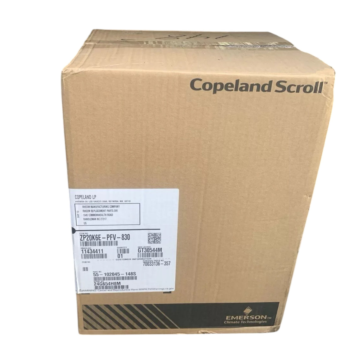 ZP20K6E-PFV-830 Genuine Copeland Scroll Compressor
