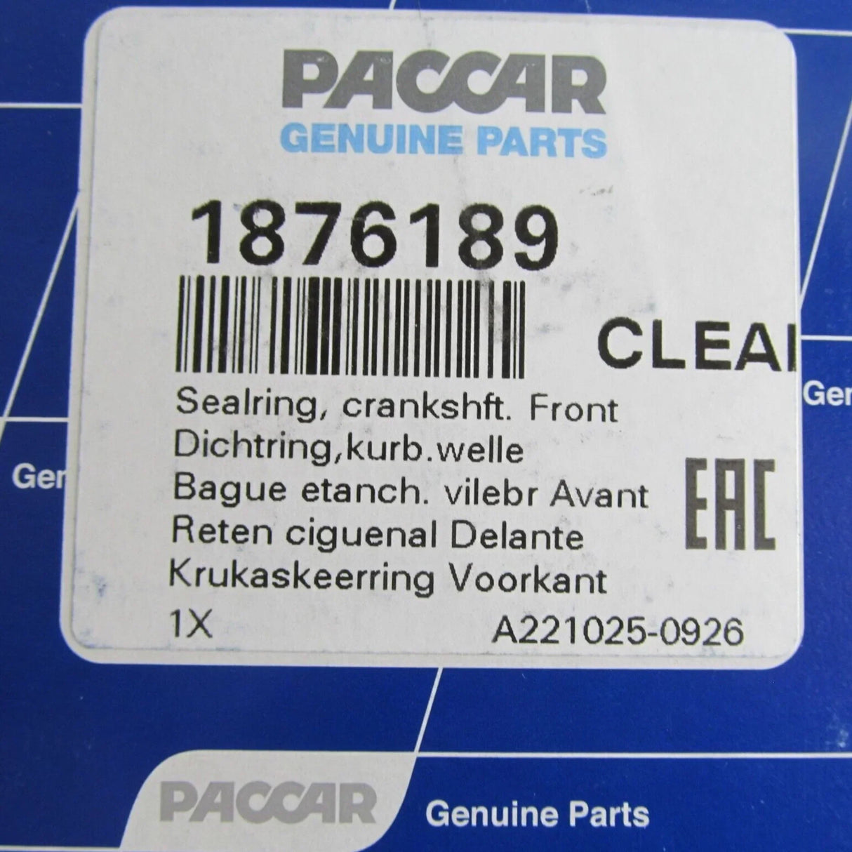 1876189PE Genuine Paccar Front Cover Crankshaft Ring-Sealing - Truck To Trailer