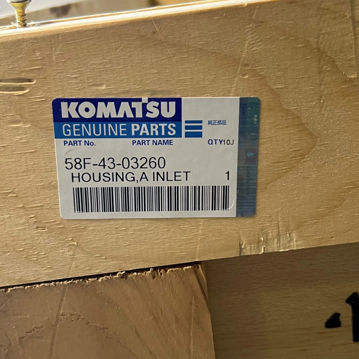 58F-43-03260 Genuine Komatsu Housing, Inlet