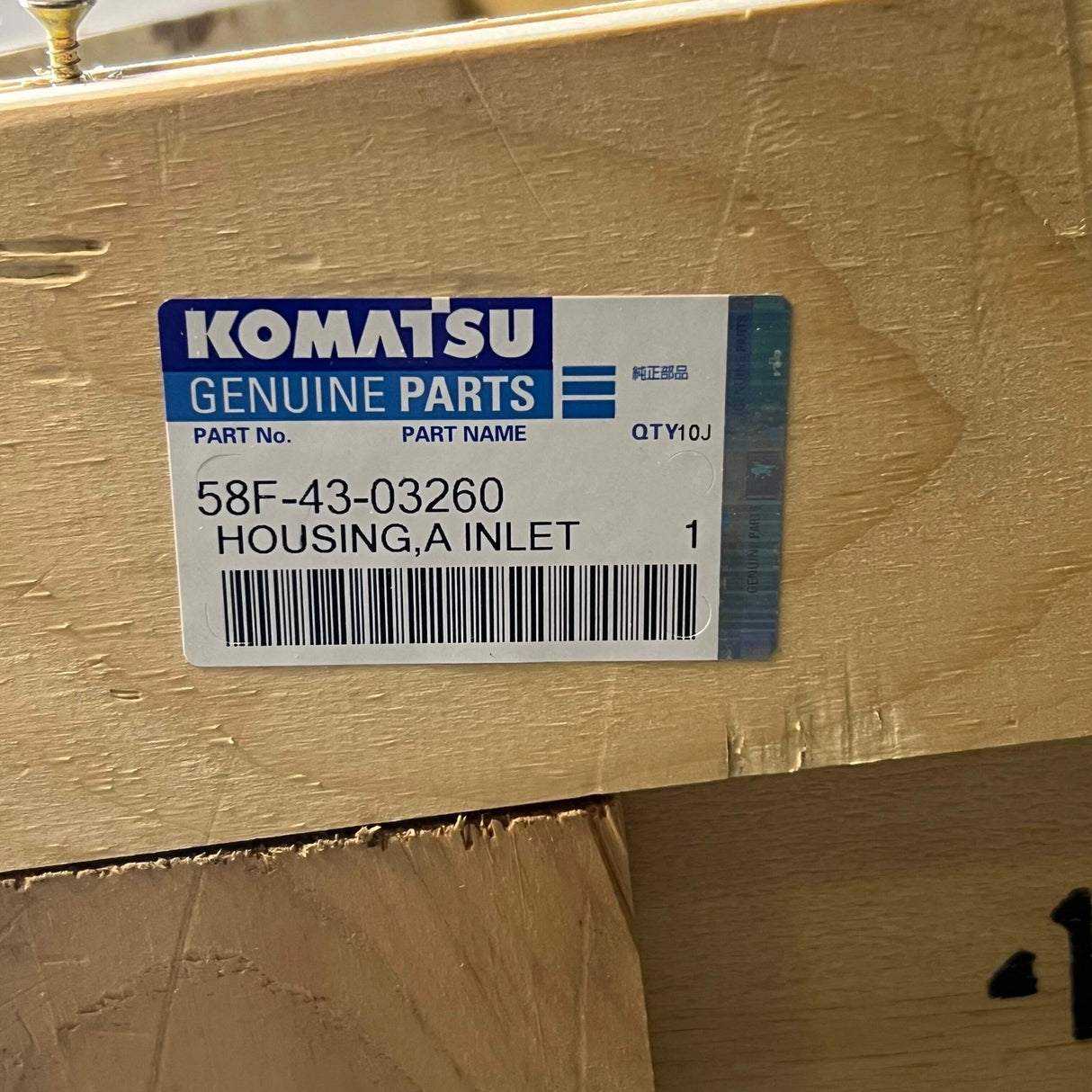 58F-43-03260 Genuine Komatsu Housing, Inlet
