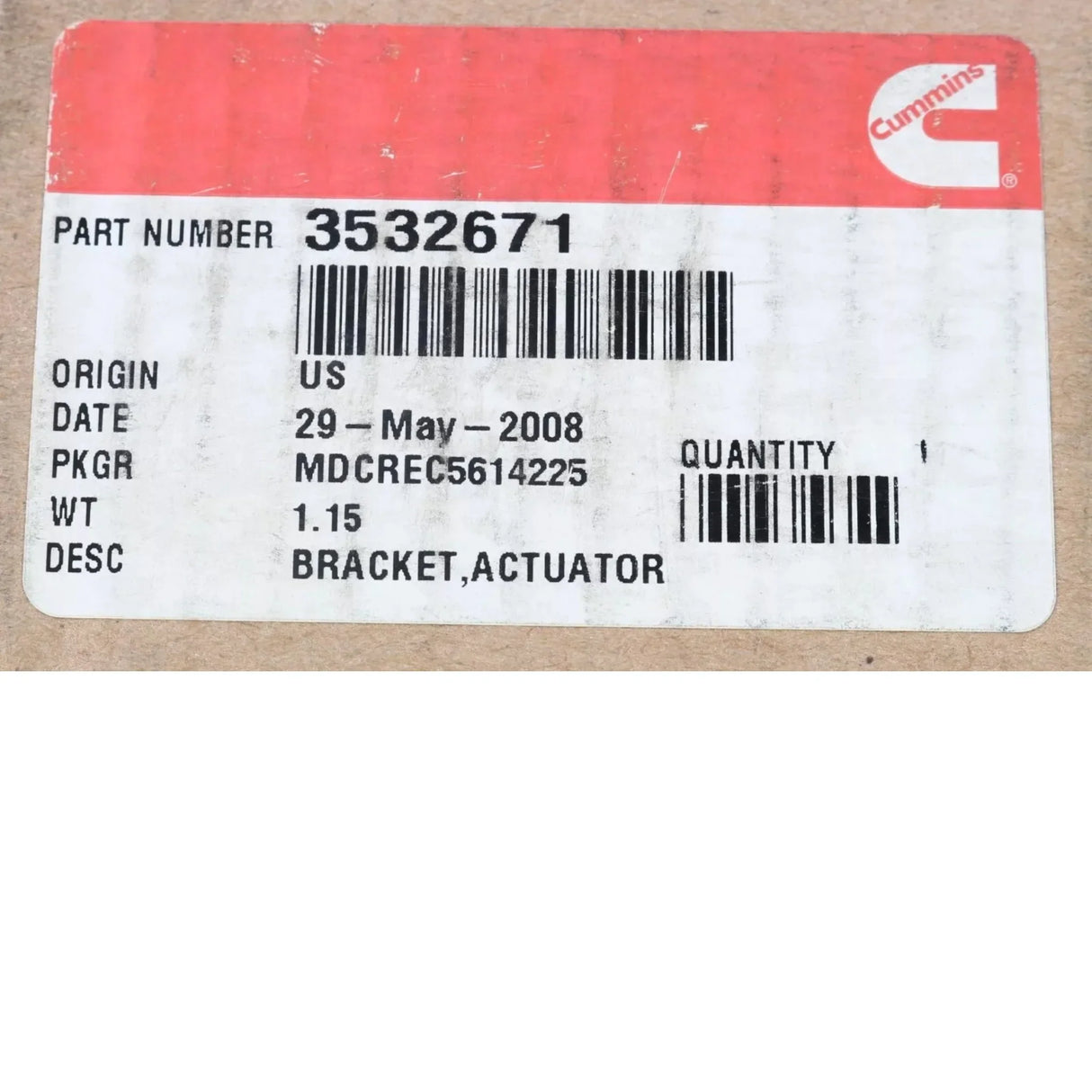 3532671 Cummins Actuator Bracket - Truck To Trailer