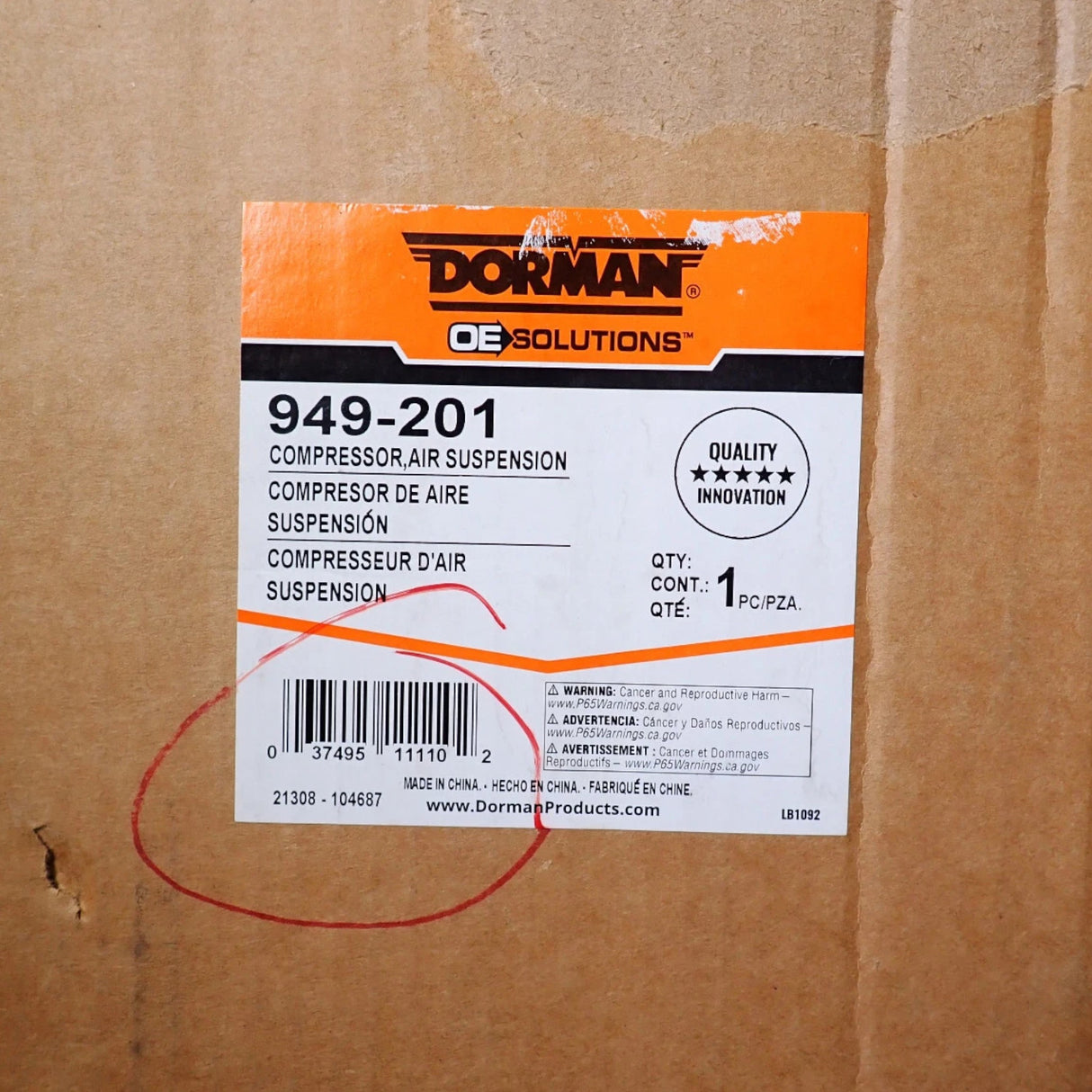 949-201 Genuine Dorman Air Suspension Compressor