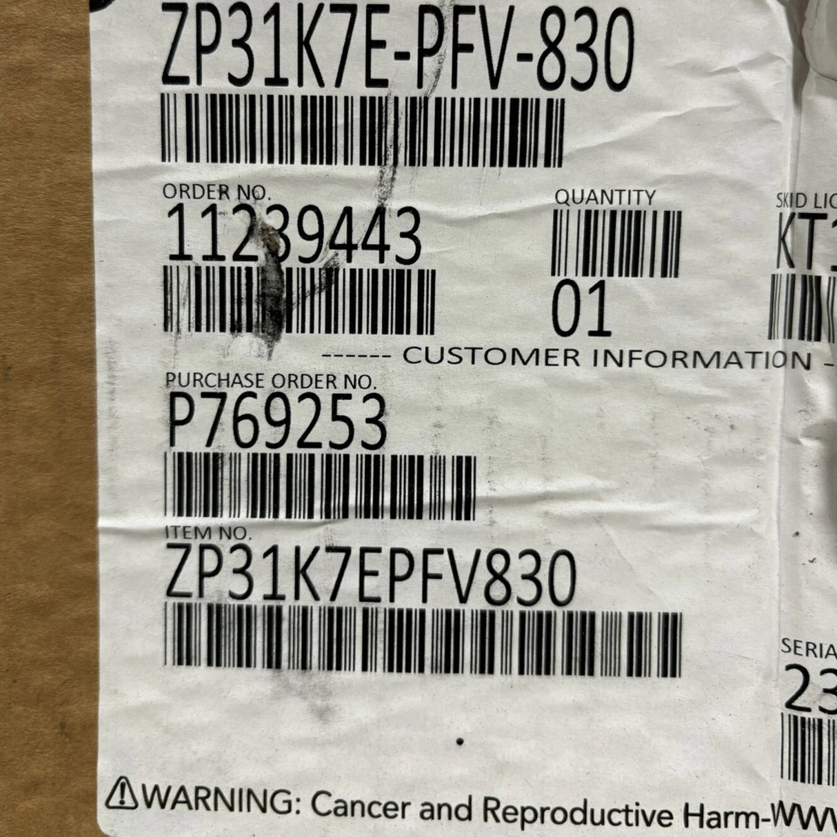 ZP31K7EPFV830 Genuine Copeland Scroll Compressor