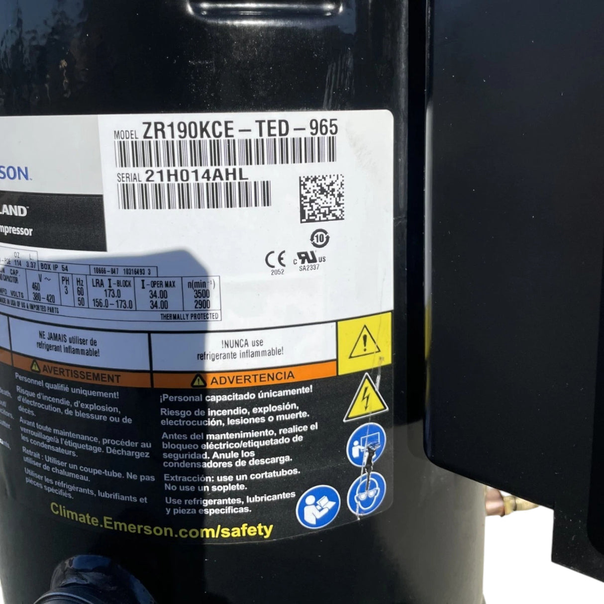 ZR190KCE-TED-965 Genuine Copeland Scroll Compressor