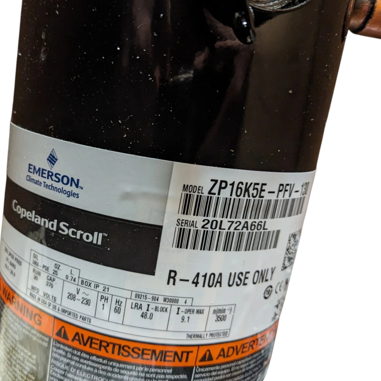 ZP16K5EPFV130 Genuine Copeland Scroll Compressor