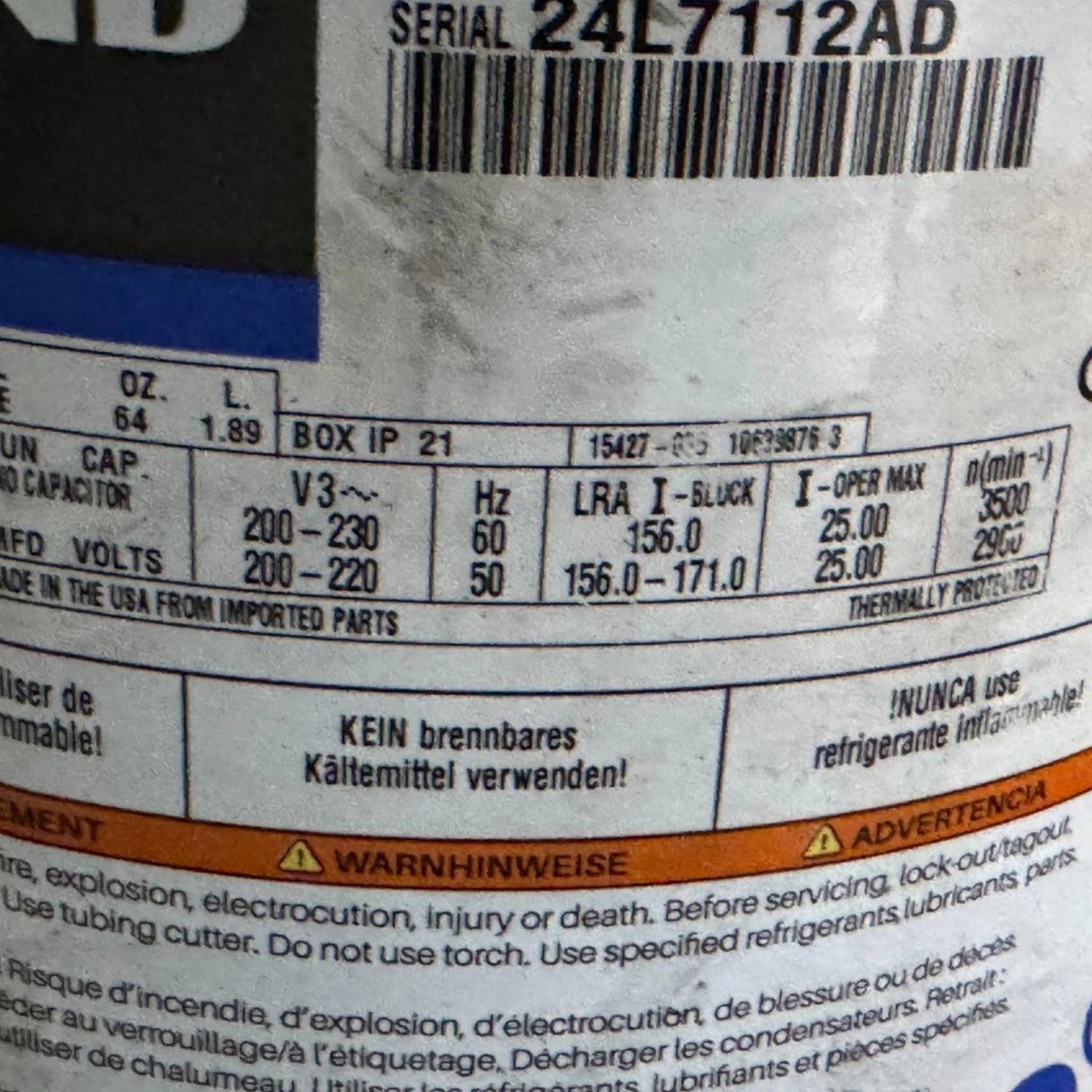 ZS45K4E-TF5-950 Genuine Copeland Scroll Compressor