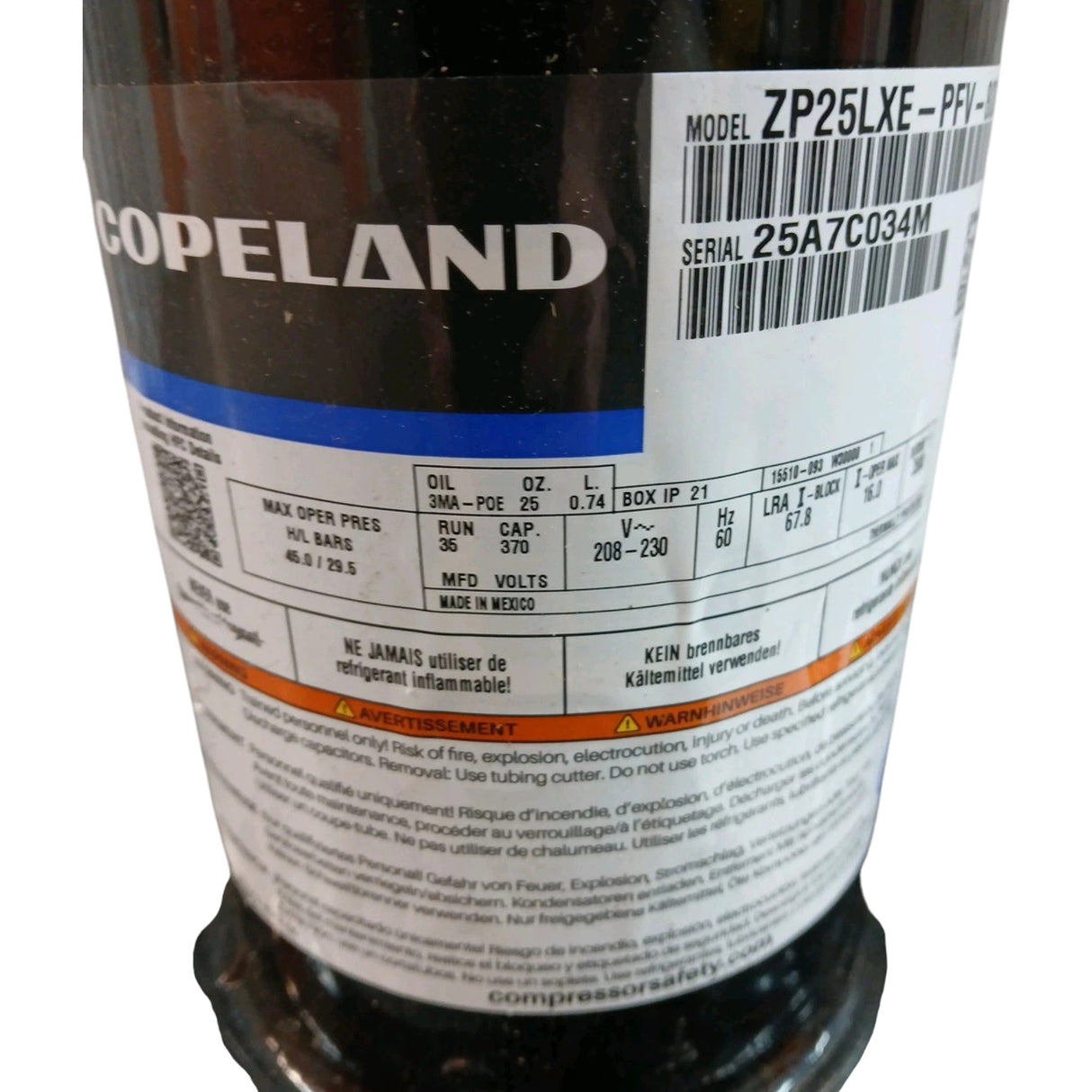 ZP25LXE-PFV-800 Genuine Copeland Scroll Compressor