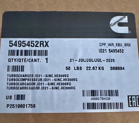5495452RX Genuine Cummins Turbocharger Kit