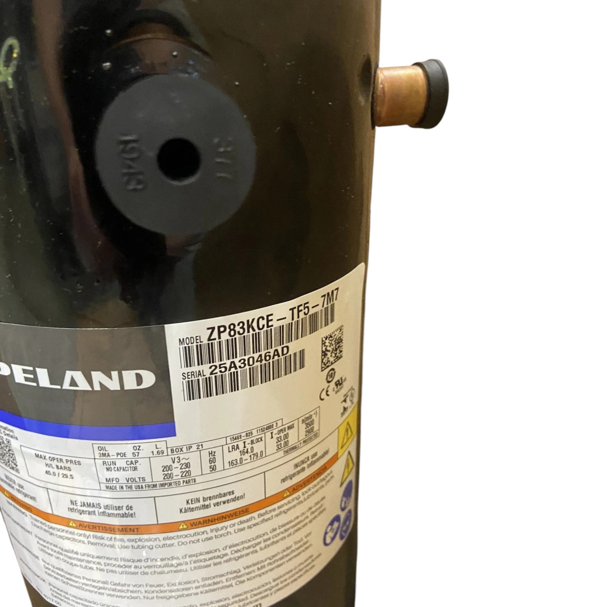 ZP83KCE-TF5-7M7 Genuine Copeland Scroll Compressor