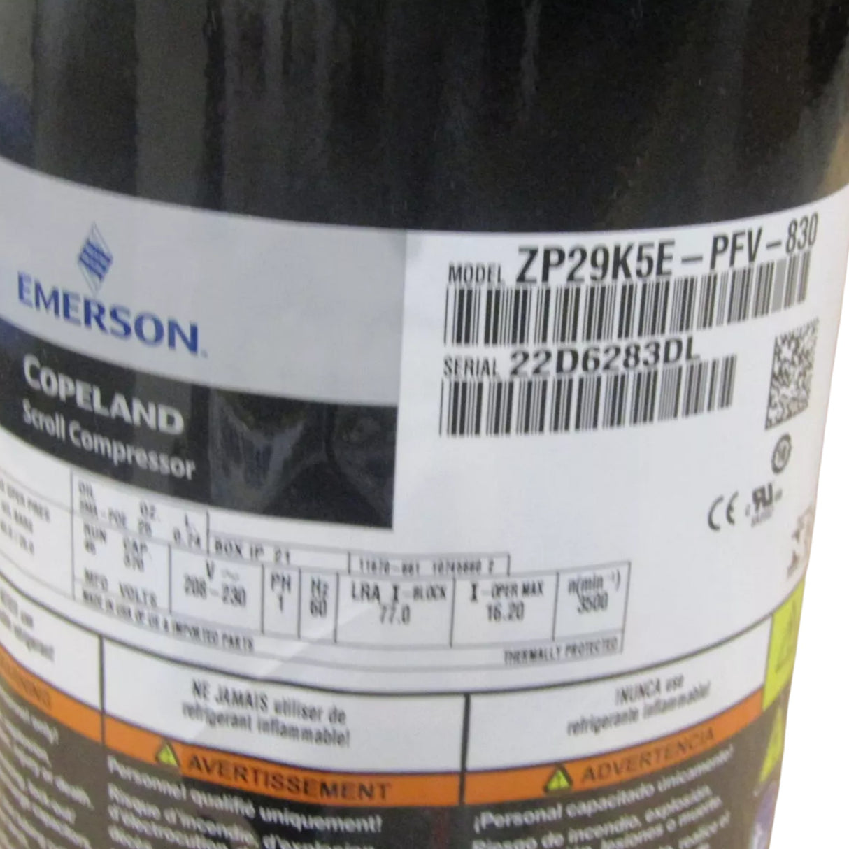 ZP29K5E-PFV-830 Genuine Copeland Scroll Compressor