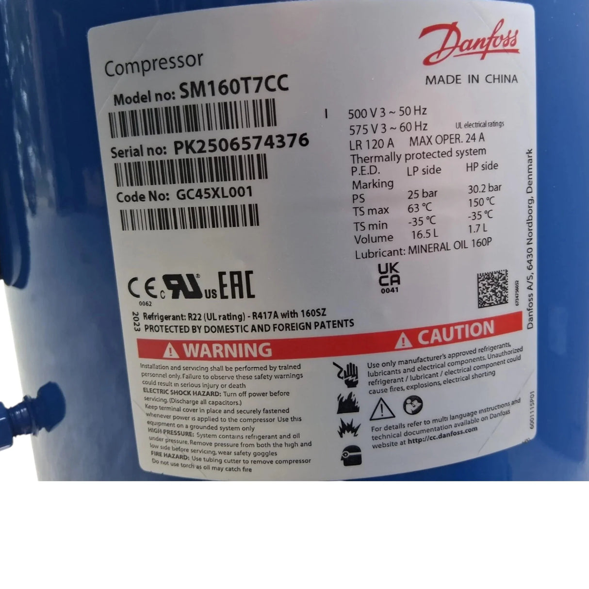 SM160T7CC Genuine Danfoss Scroll Compressor - Truck To Trailer