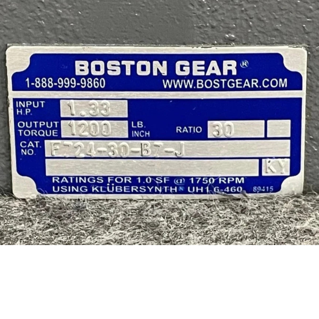 F724-30-B7-J Boston Gear Left Angle Worm Gear Speed Reducer