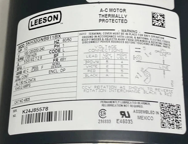 5KH32GNB811BX Genuine Leeson Carbonator Pump Motor 100-120/200-240V