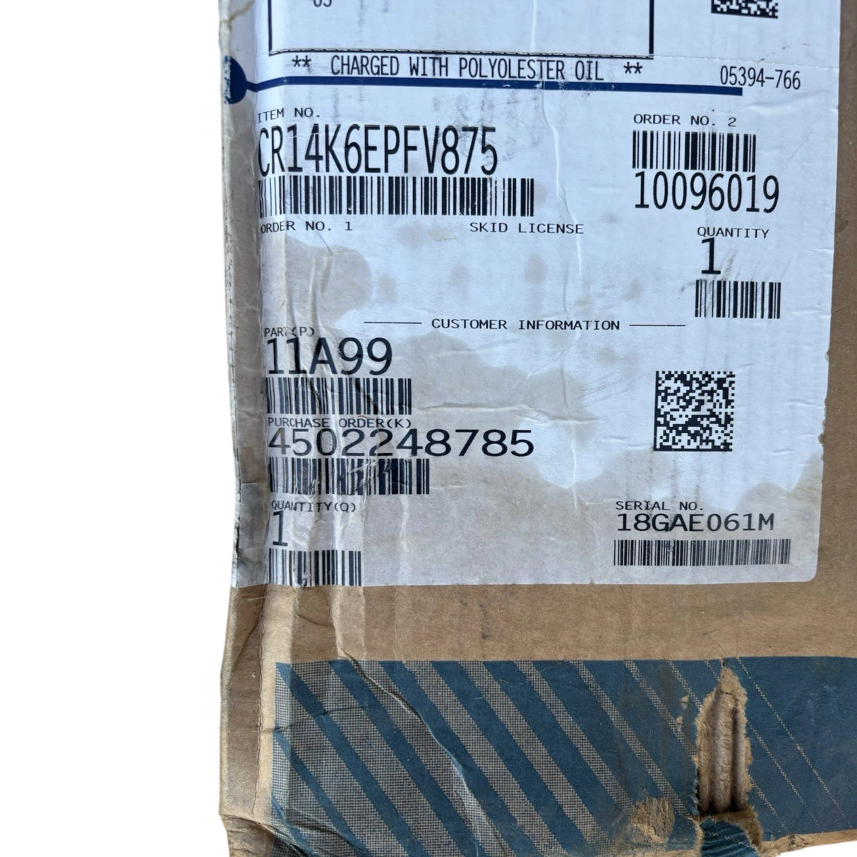CR14K6E-PFV-875 Genuine Copeland Hermetic Scroll Compressor