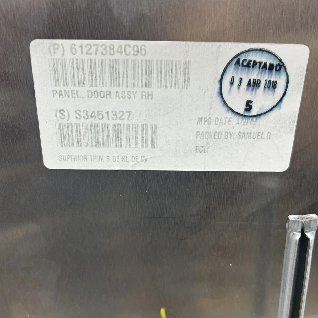 6127384C95 International Panel, Door Assembly Right Hand