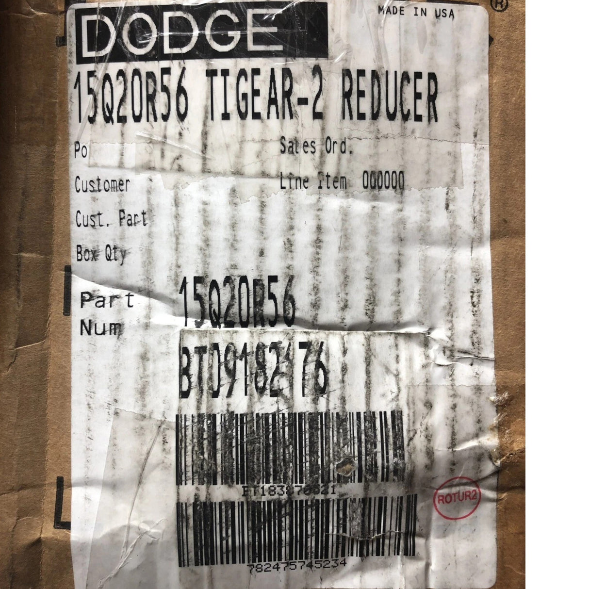 15Q20R56 Genuine Dodge Right Angle Worm Gear Speed Reducer