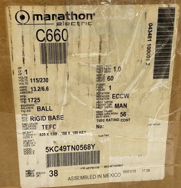 5KC49TN0568Y Genuine Marathon General Purpose Motor 115/230V