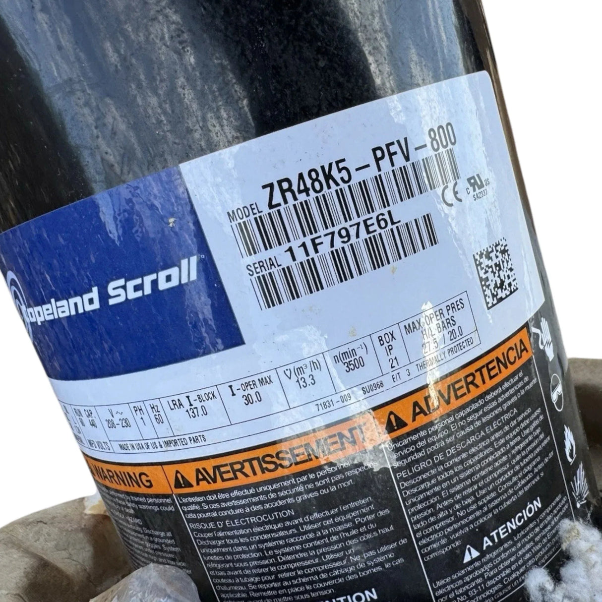 ZR42K5E-PFV-800 Genuine Copeland Scroll Compressor