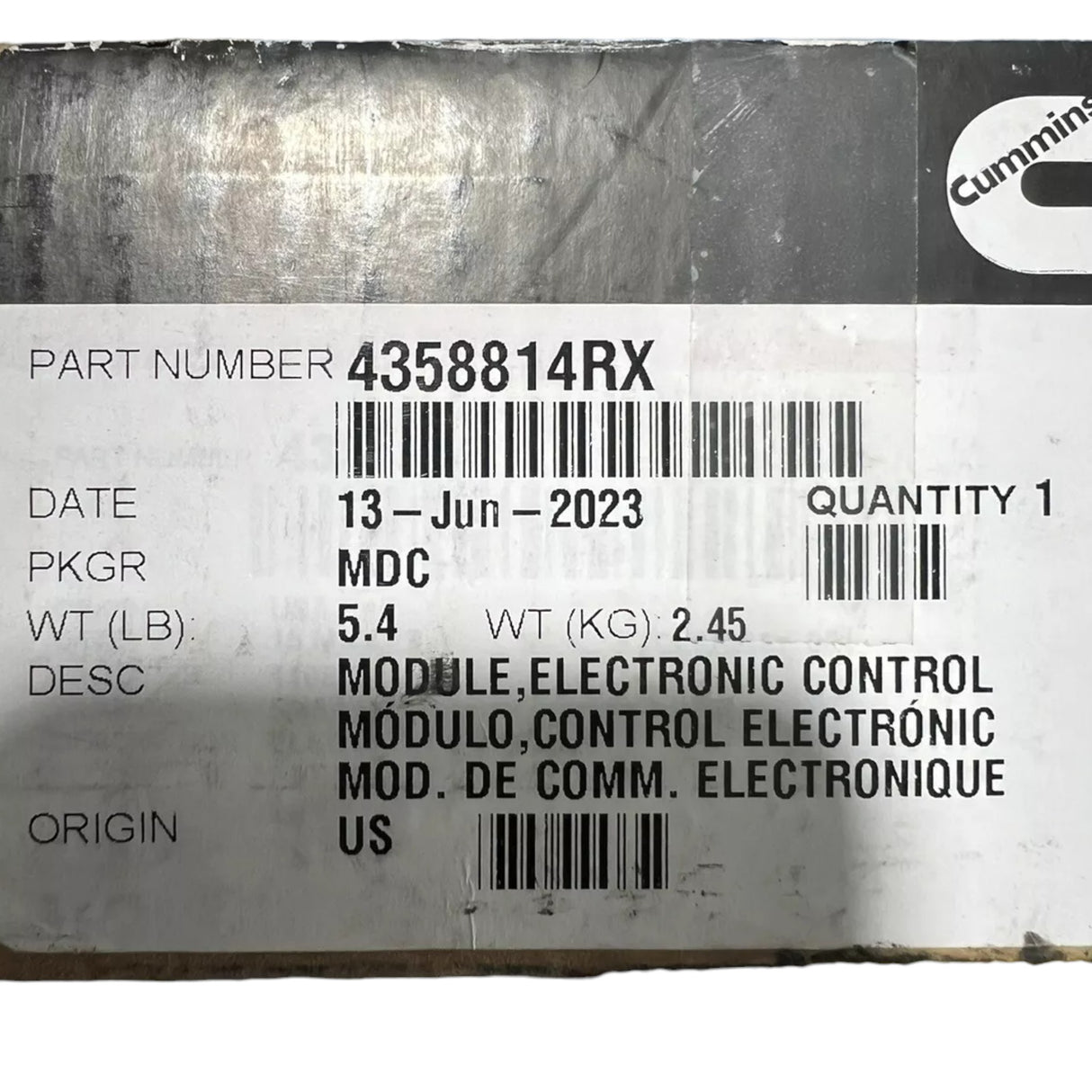 4358814RX Genuine Cummins Ecm Engine Control Module Isx15