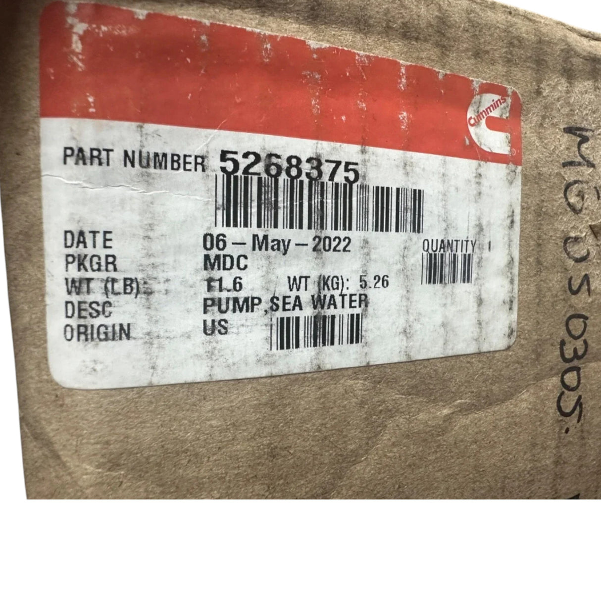 5268375 Genuine Cummins Sea Water Pump