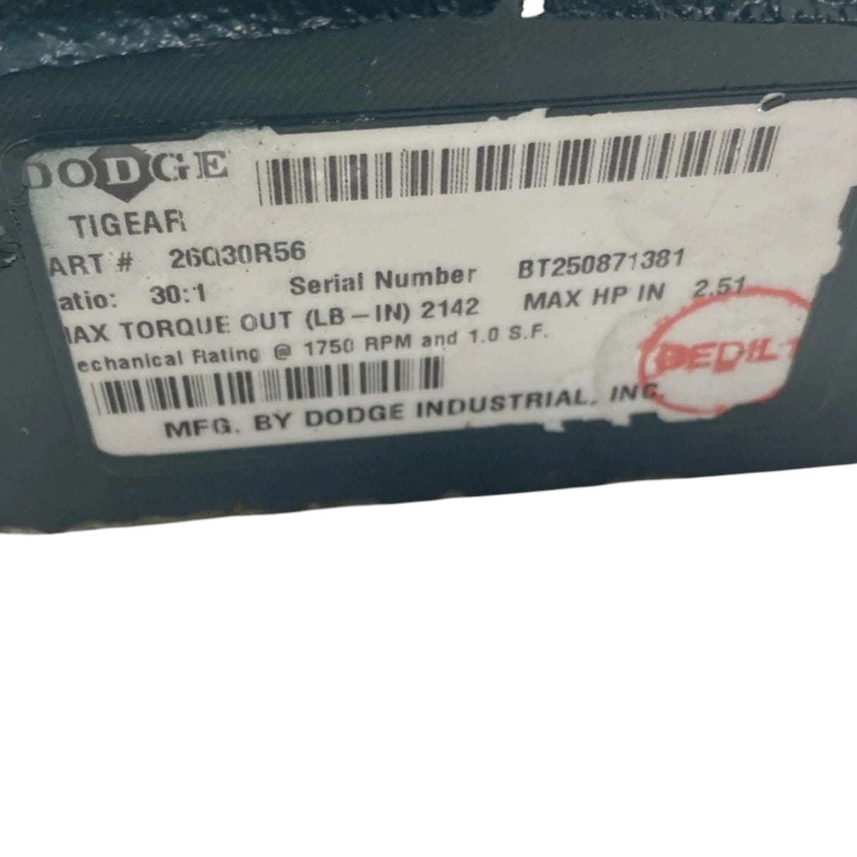 26Q30R56 Genuine Dodge Right Angle Worm Gear Speed Reducer