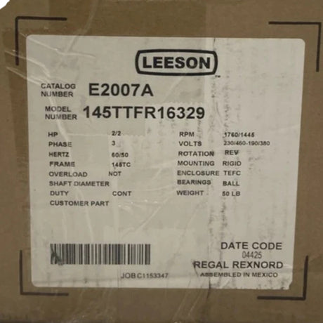 145TTFR16329 Genuine Leeson Electric Motor 208-230/460V