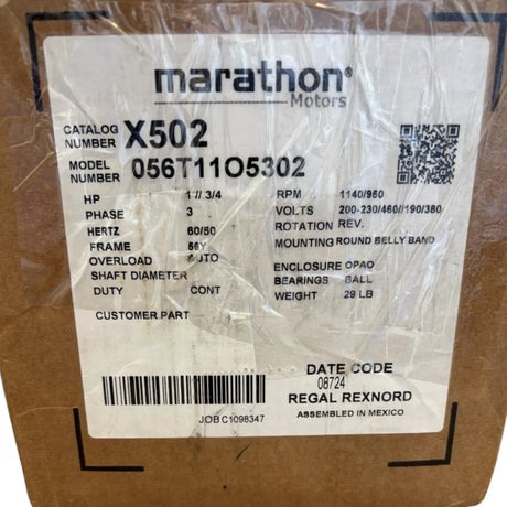 056T11O5302 Genuine Marathon Condenser Fan Motor X502 - Truck To Trailer