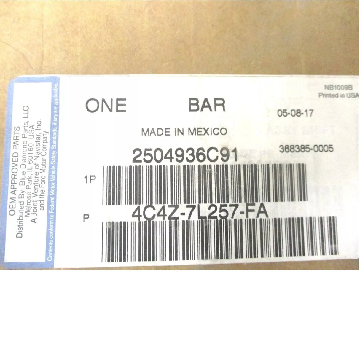 2504936C91 International Shift Bar For Opti Rail - Truck To Trailer