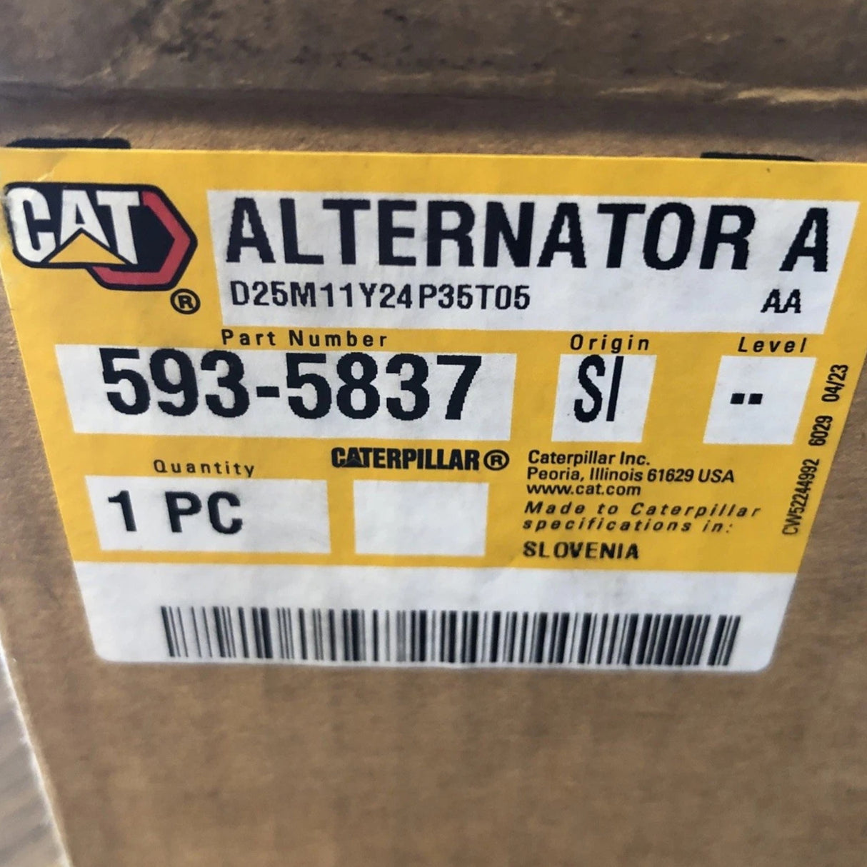593-5837 Genuine CAT Alternator