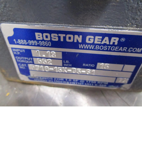 F718-15K-B5-G1 Boston Angle Gear Reducer 15:1 Ratio 1.13 Input Hp - Truck To Trailer