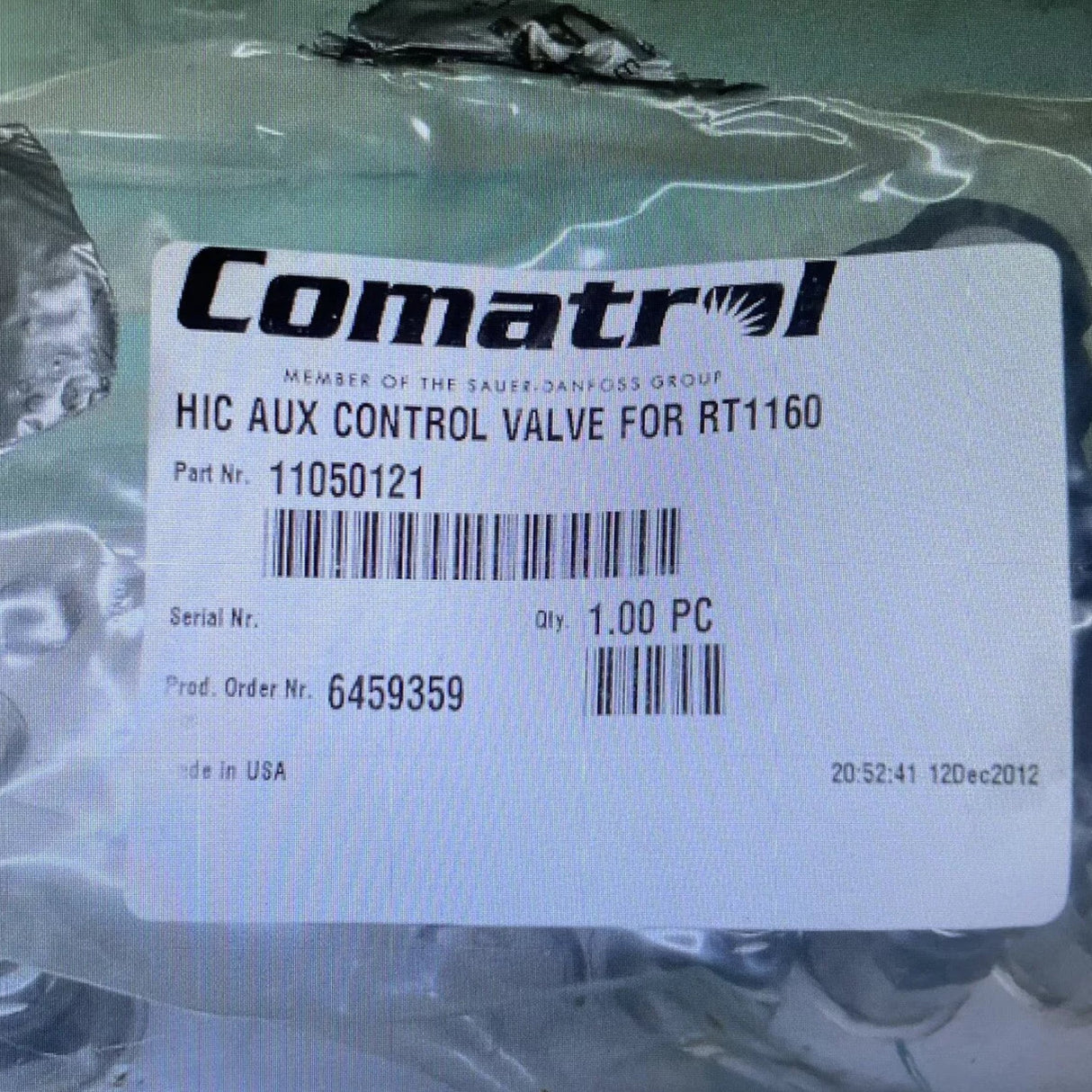 AU115767 Genuine Comotrol VALVE, HIC - AUXILIARY Part
