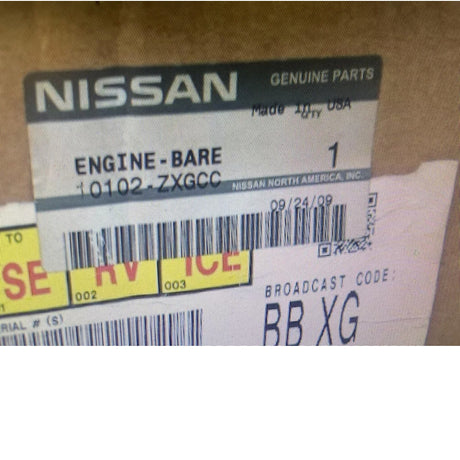 10102-ZXGCC Nissan Engine Bare