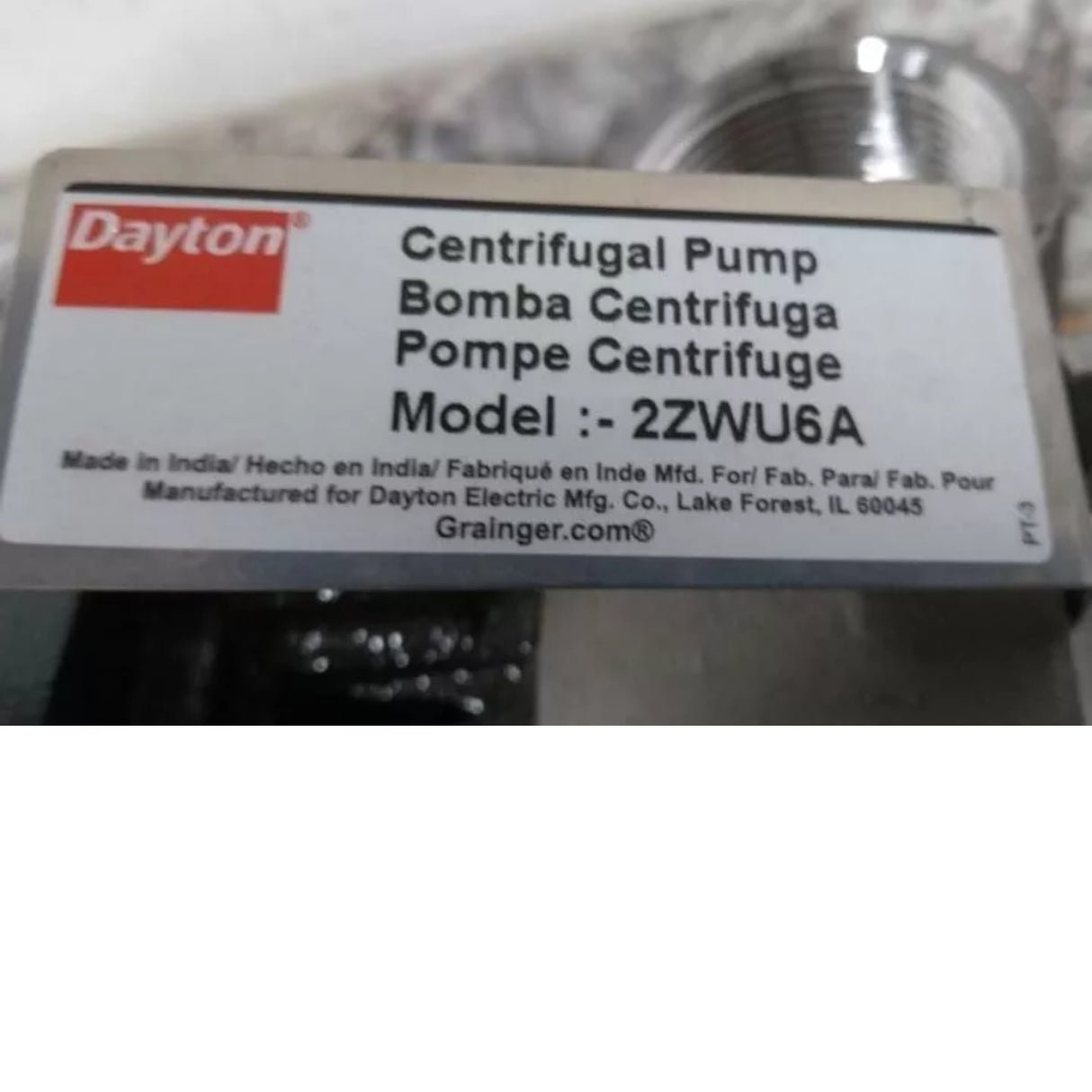 2ZWU6 Dayton Centrifugal Pump 1-1/2 HP 3450 Max RPM 115/208-230VAC