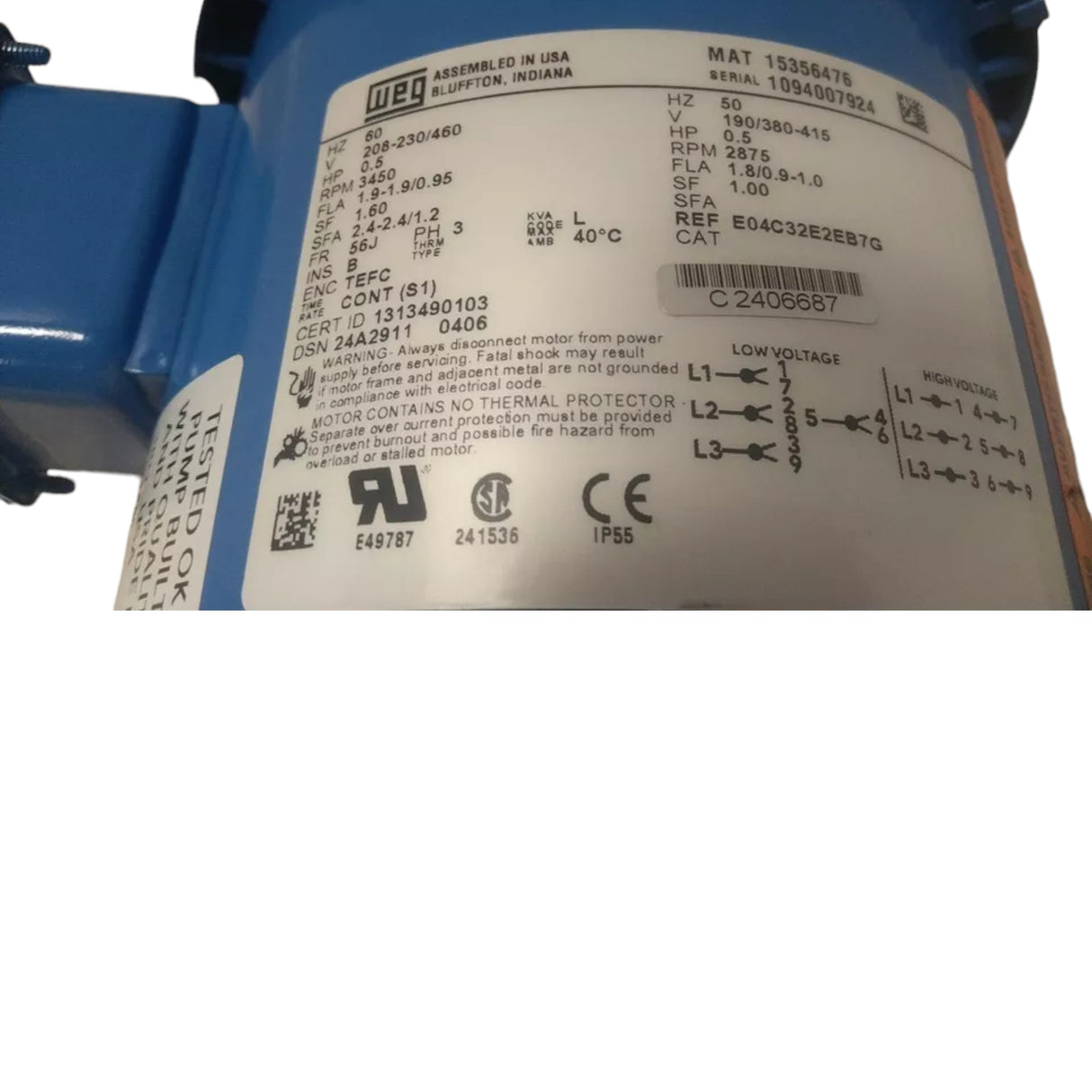 1BF20534 Goulds Water Technology Centrifugal Pump 1/2 HP 208-230/460VAC